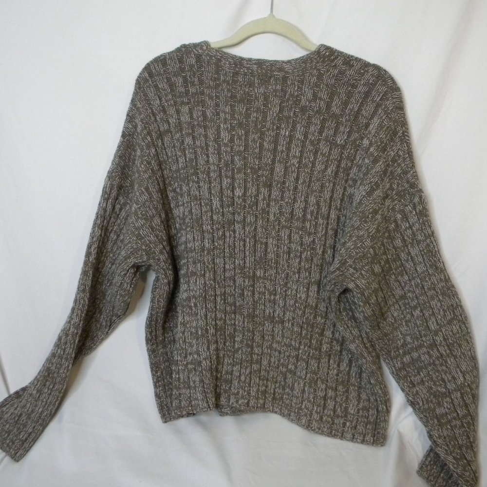 A New Day Sweater Brown White 4 Button Cable Cardigan Chunky Coastal Size XXL - Picture 2 of 3